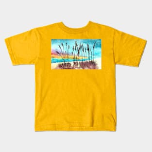 Beach Grass Sunset Kids T-Shirt